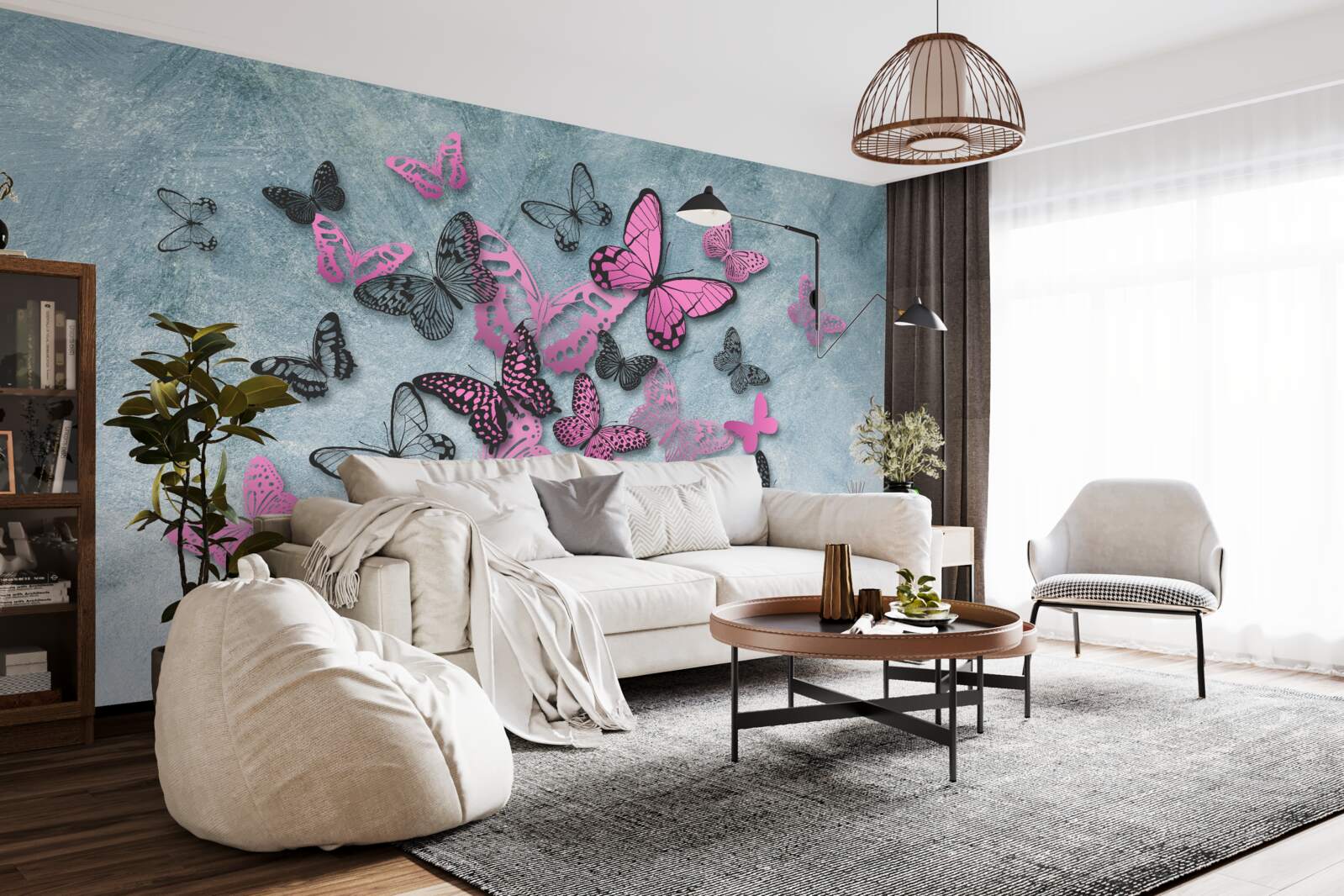 Fototapeta grupa różowych motyli