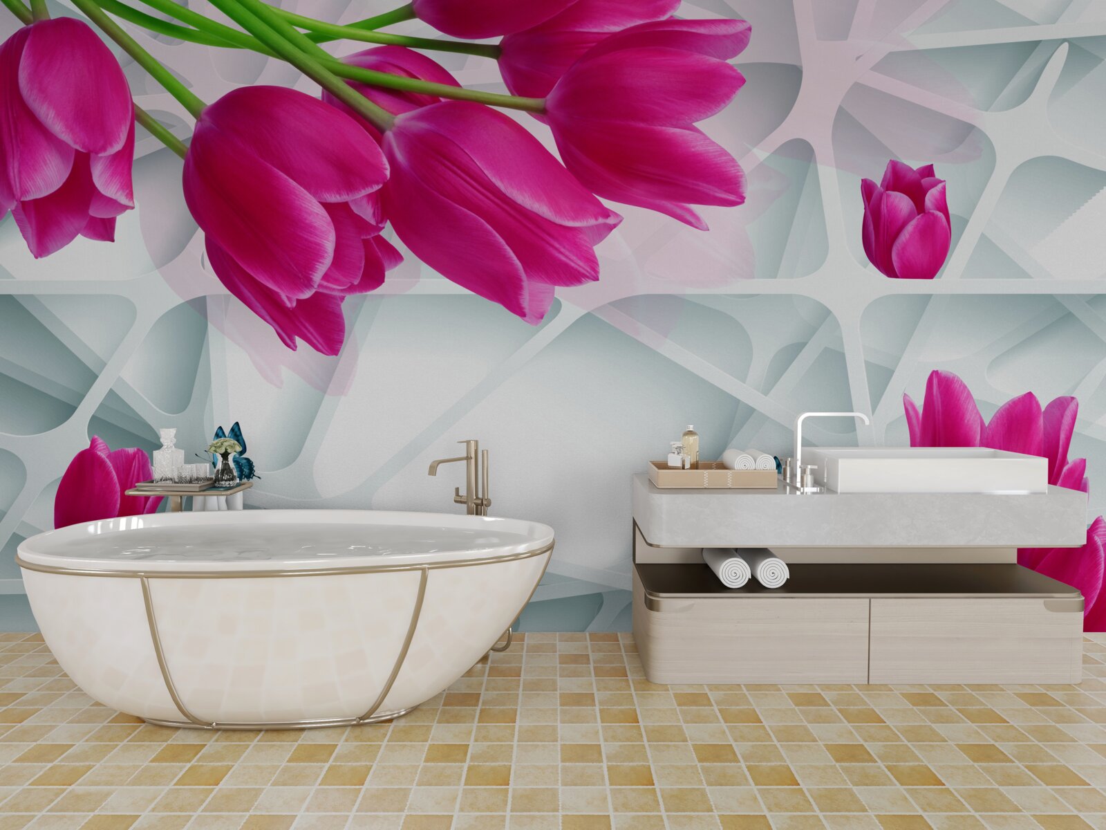 Fototapeta wspaniałe pąki różowych tulipanów