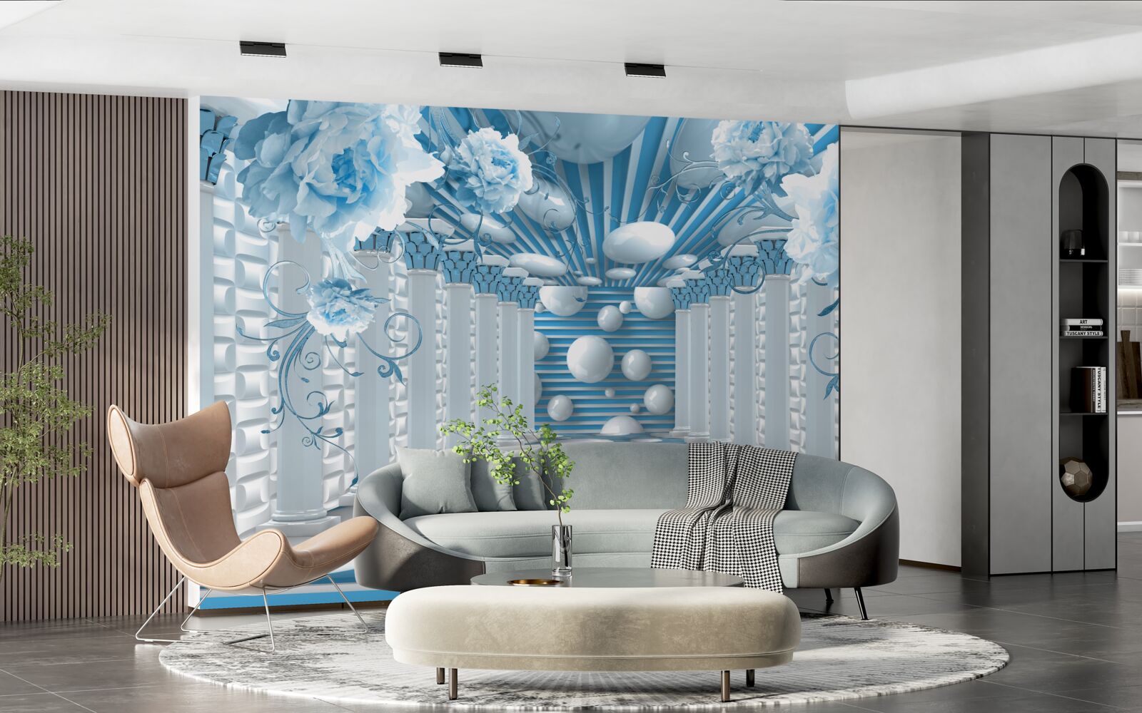 Fototapeta niebieska róża tworzy abstrakcyjny tunel