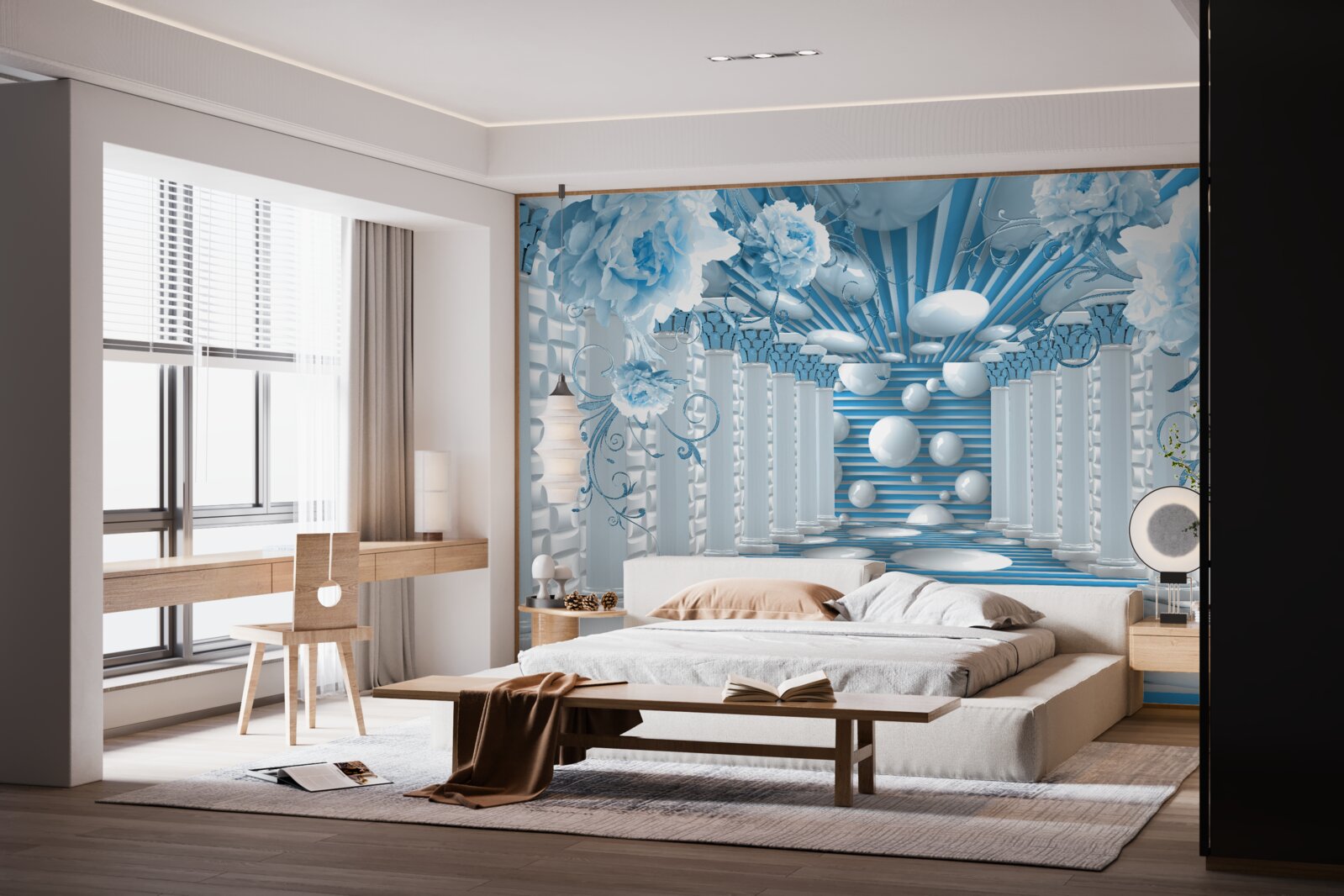 Fototapeta niebieska róża tworzy abstrakcyjny tunel