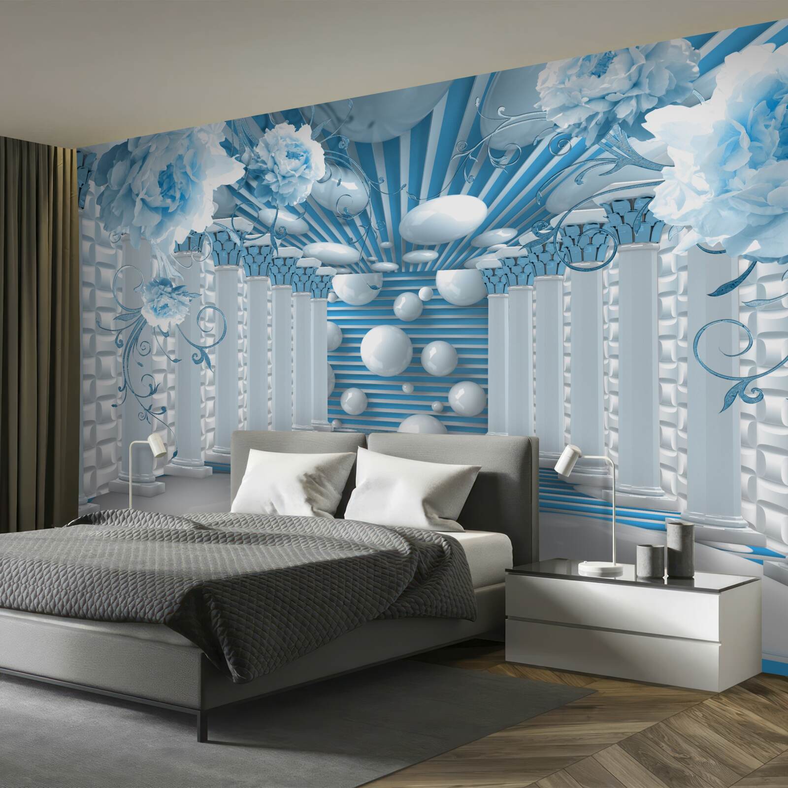 Fototapeta niebieska róża tworzy abstrakcyjny tunel