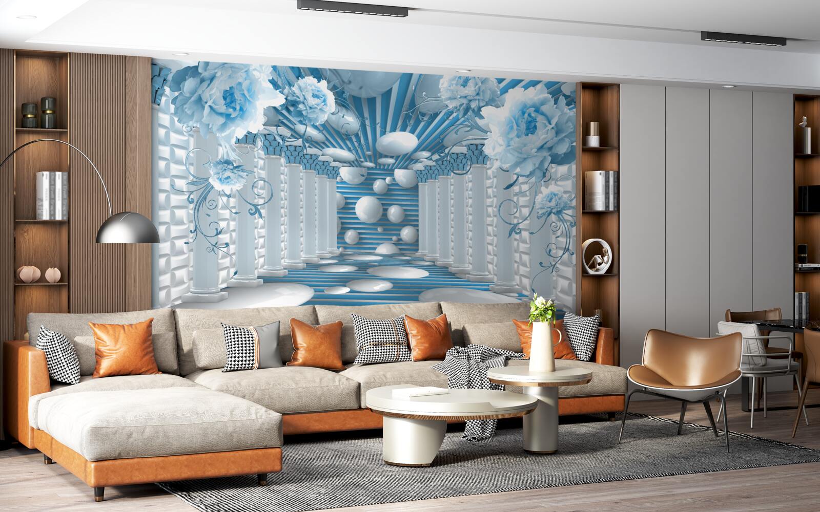 Fototapeta niebieska róża tworzy abstrakcyjny tunel