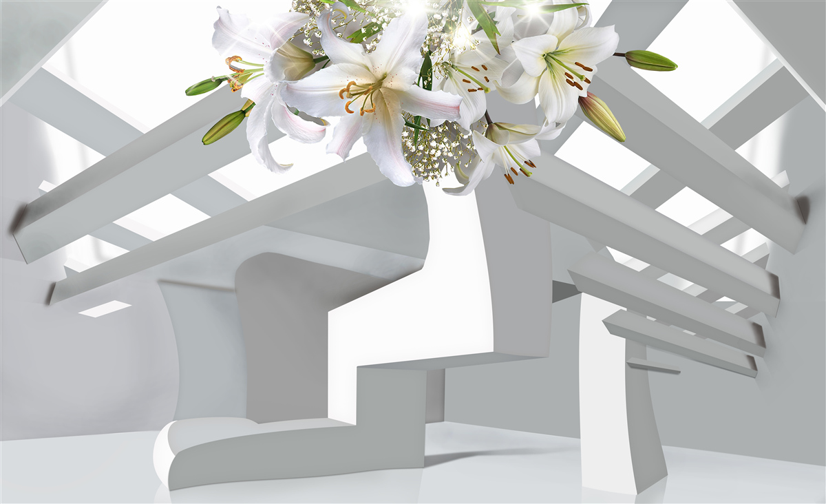 Fototapeta biała lilia i abstrakcyjne obrazy