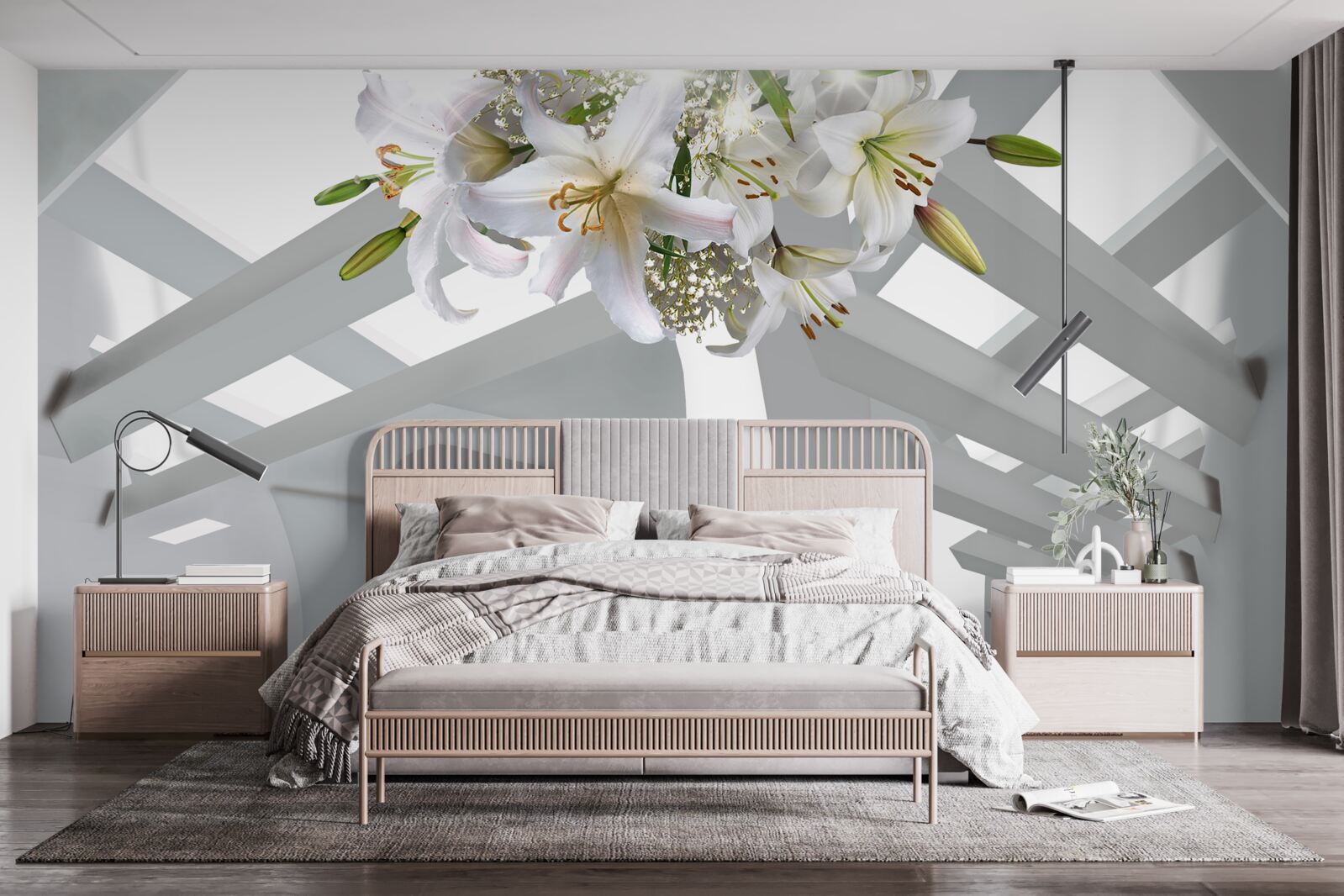 Fototapeta biała lilia i abstrakcyjne obrazy