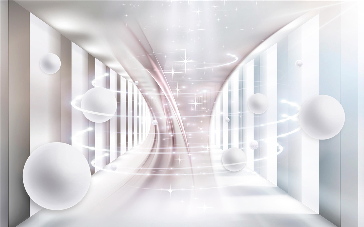 Fototapeta abstrakcyjne kulki i tunel w kształcie kwadratu