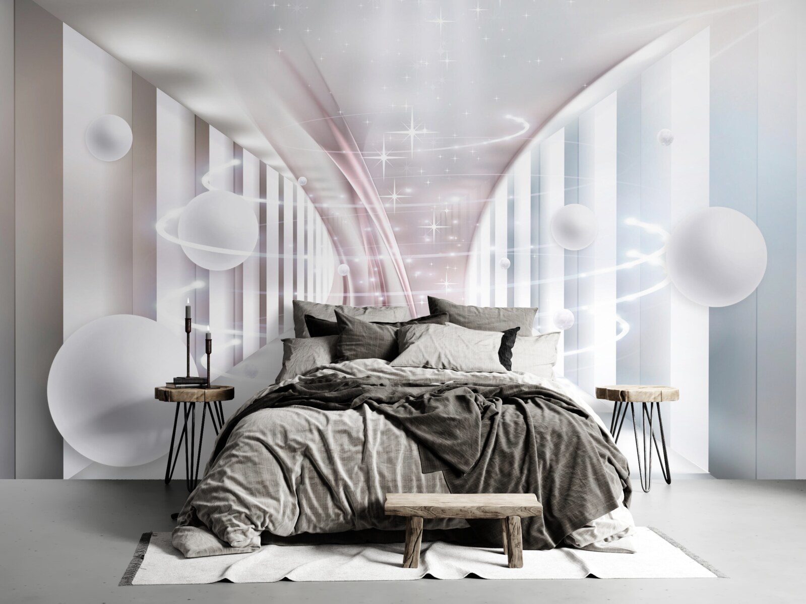 Fototapeta abstrakcyjne kulki i tunel w kształcie kwadratu