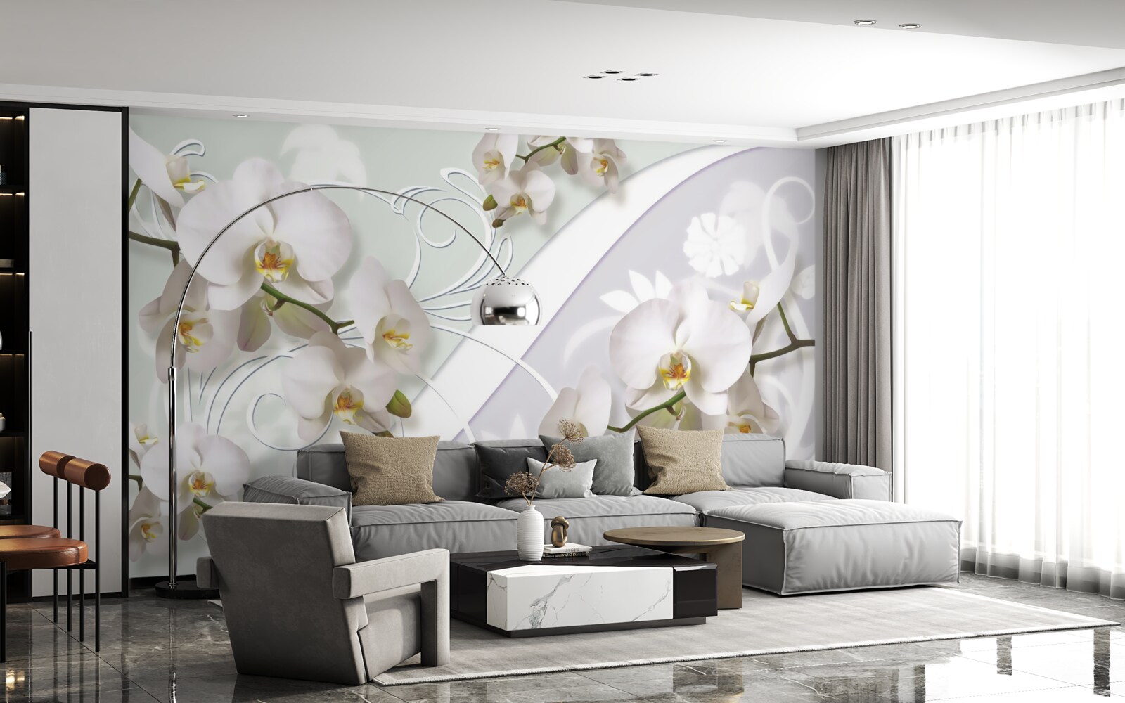 Fototapeta białe orchidee na białym tle