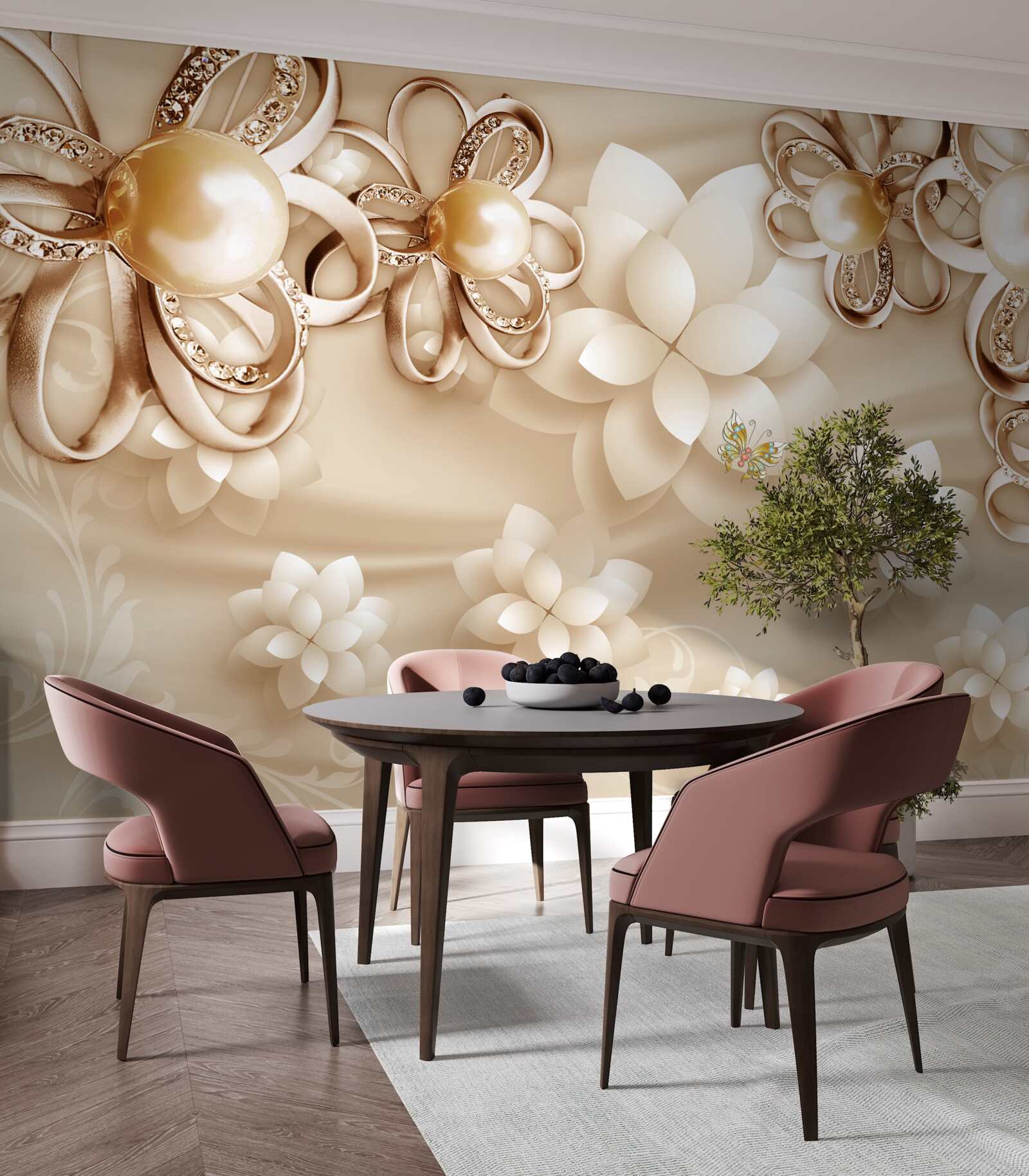 Fototapeta kwiaty magnolii są śnieżnobiałe ze złotymi akcentami