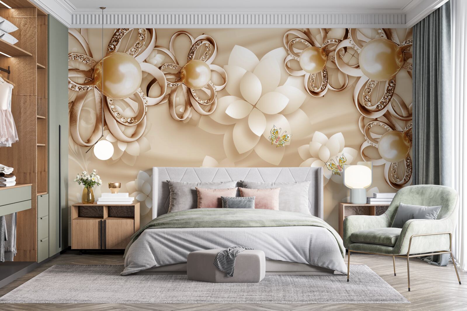 Fototapeta kwiaty magnolii są śnieżnobiałe ze złotymi akcentami