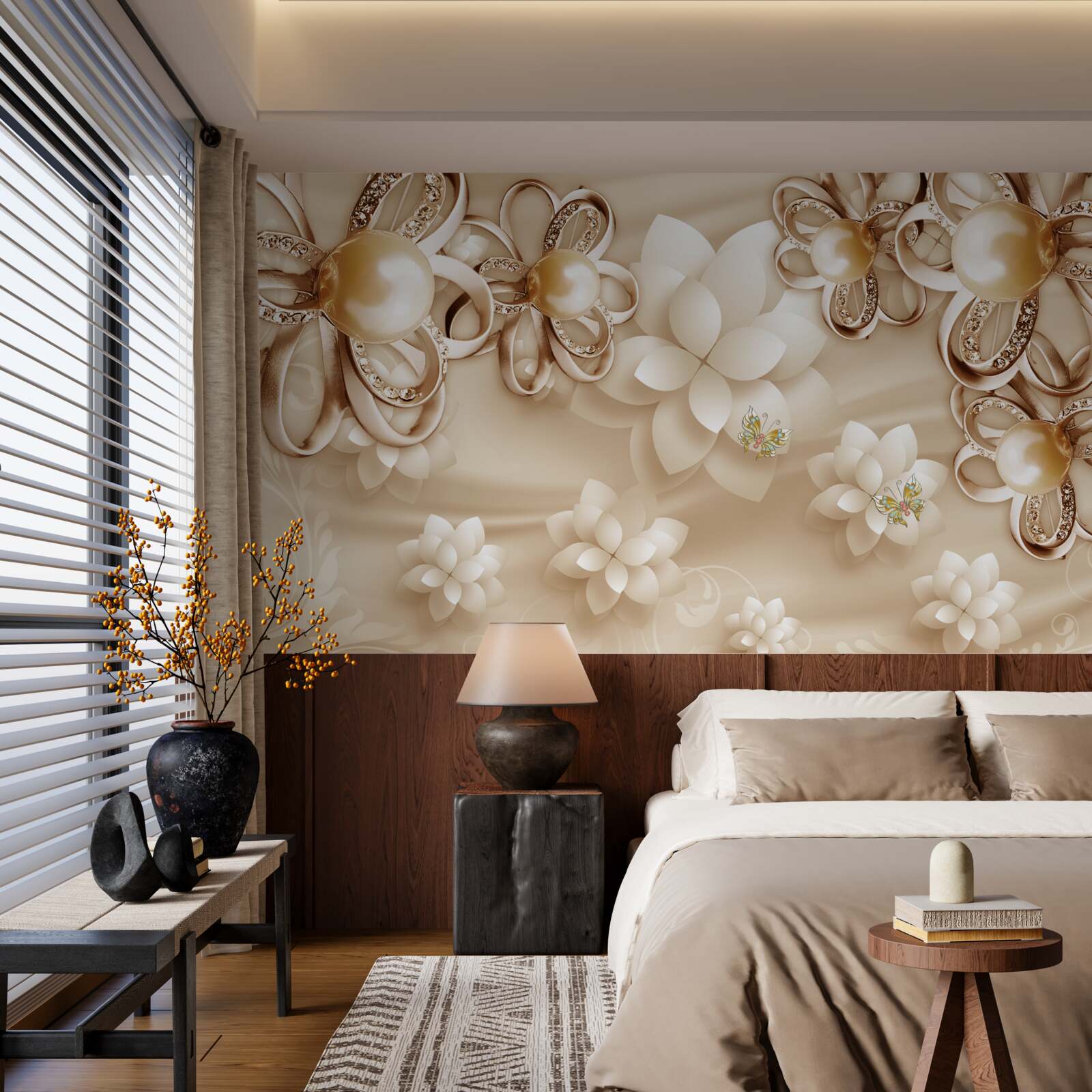 Fototapeta kwiaty magnolii są śnieżnobiałe ze złotymi akcentami