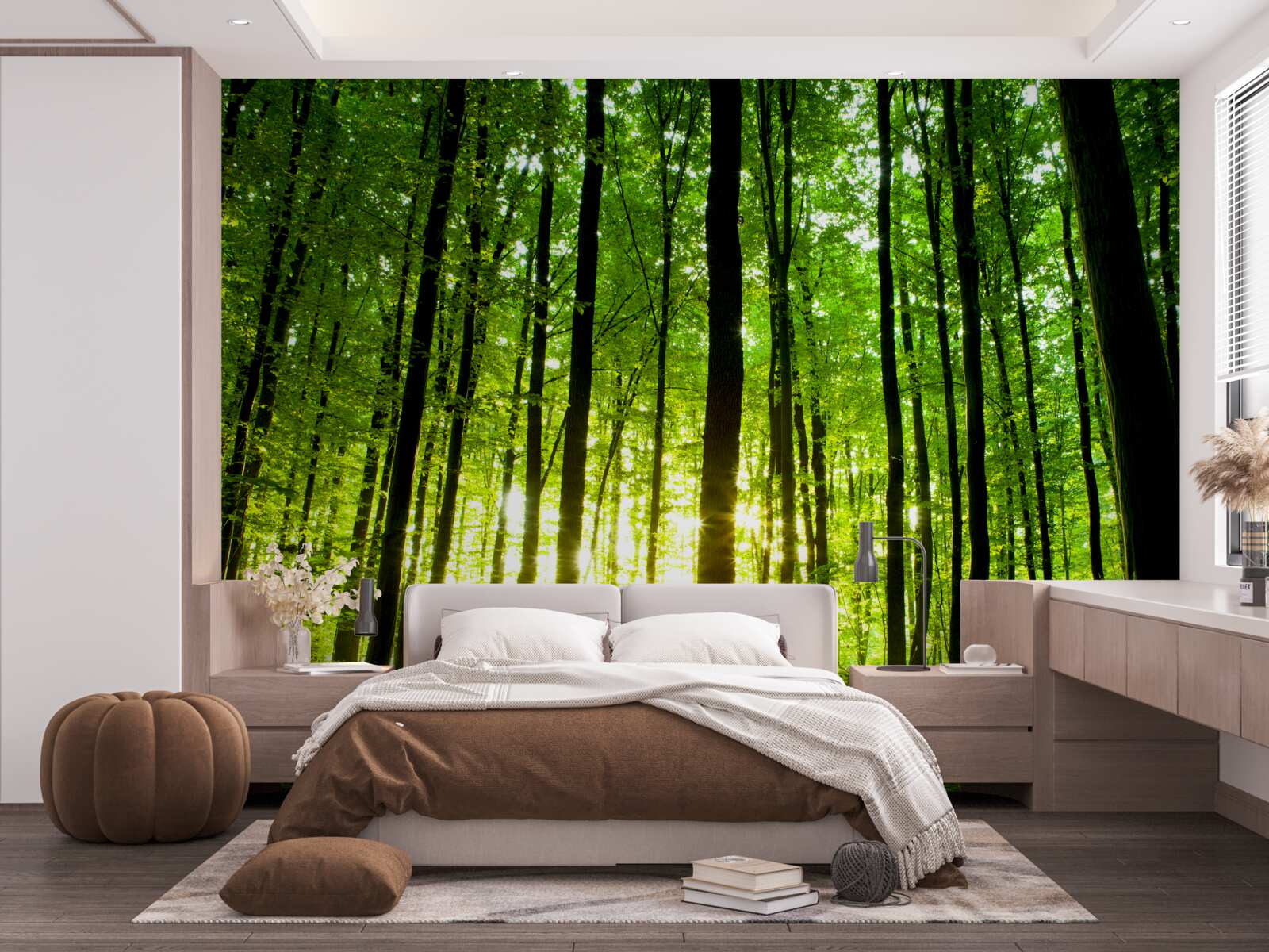 Fototapeta promienie słońca przenikają przez gęsty gaj