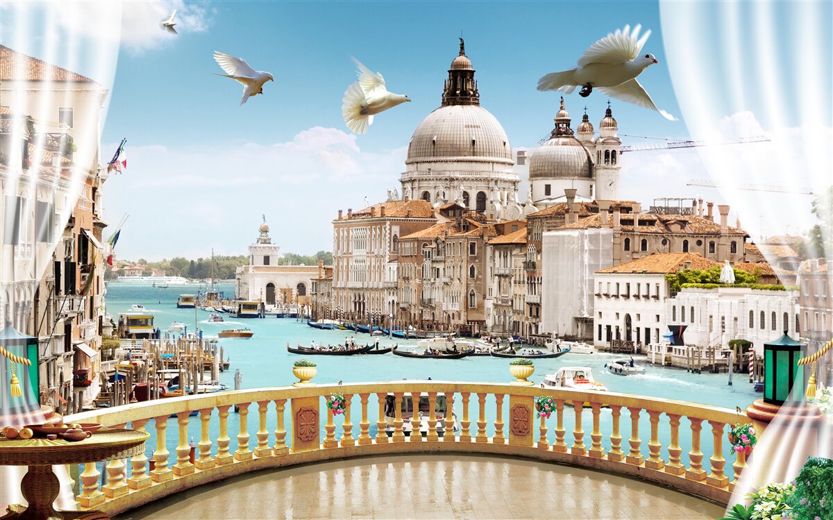 Fototapeta widok z balkonu oferuje wspaniałą panoramę wenecji