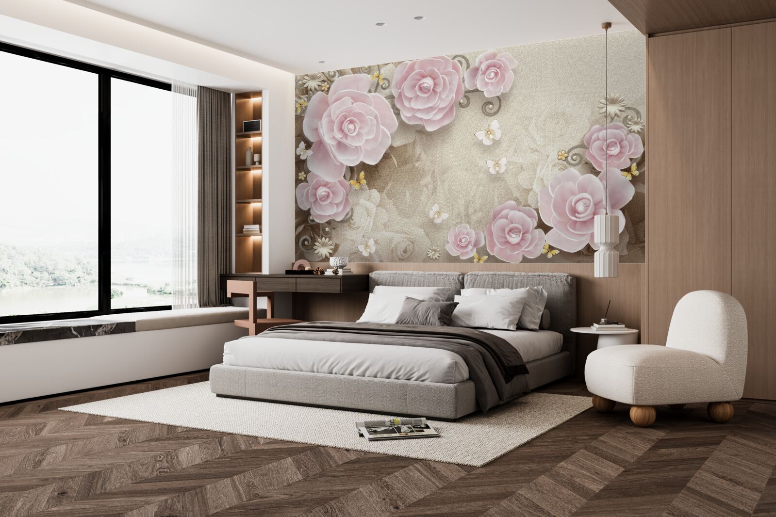 Fototapeta miękkie różyczki w różowawych odcieniach z perełkami w środku