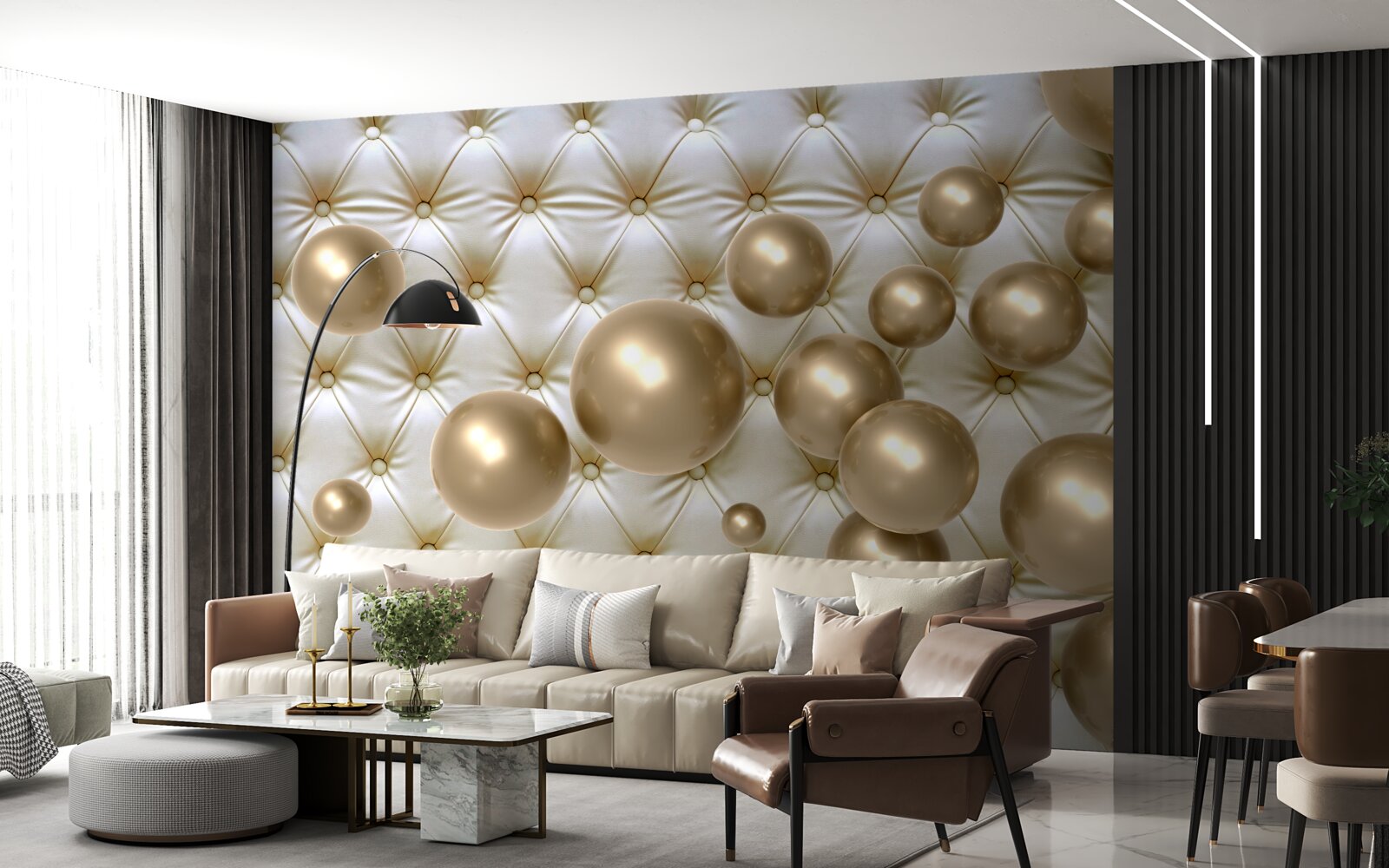 Fototapeta złote koraliki na skórzanym pokryciu