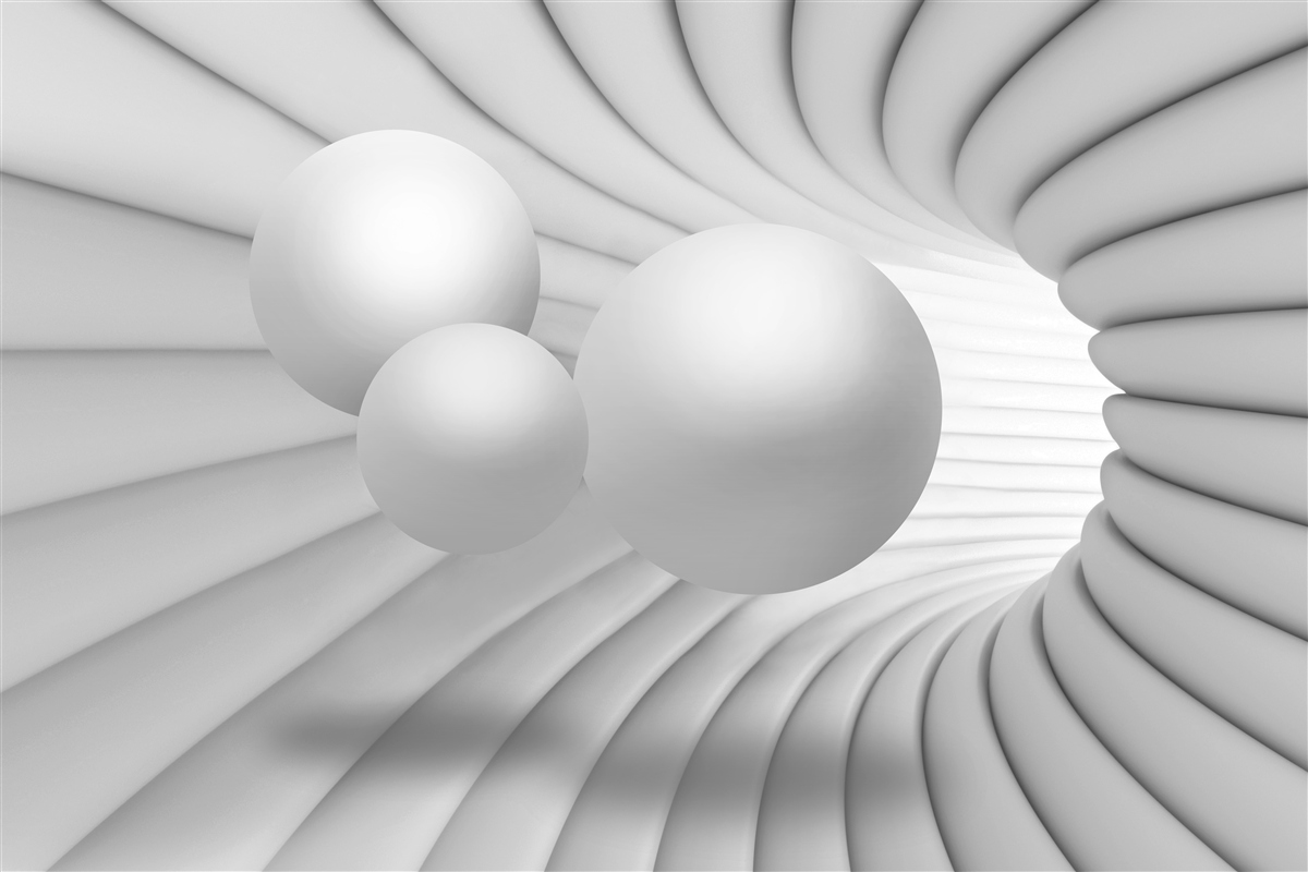 Fototapeta perspektywa tunelu wypełniona jest srebrnymi kulami