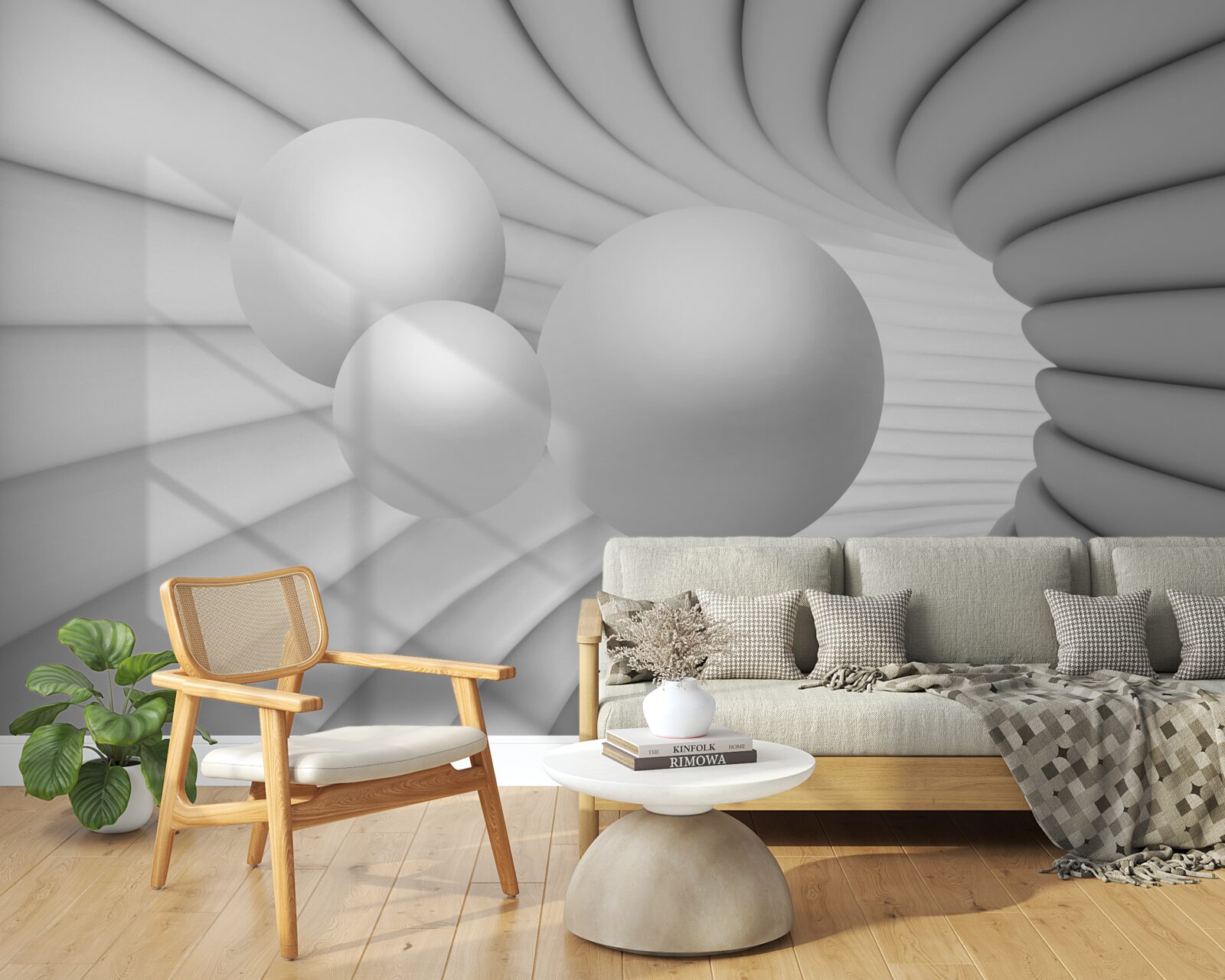 Fototapeta perspektywa tunelu wypełniona jest srebrnymi kulami