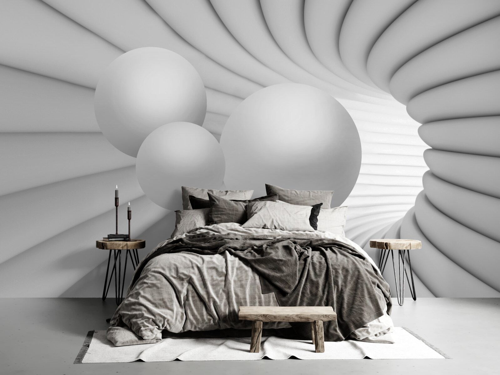 Fototapeta perspektywa tunelu wypełniona jest srebrnymi kulami