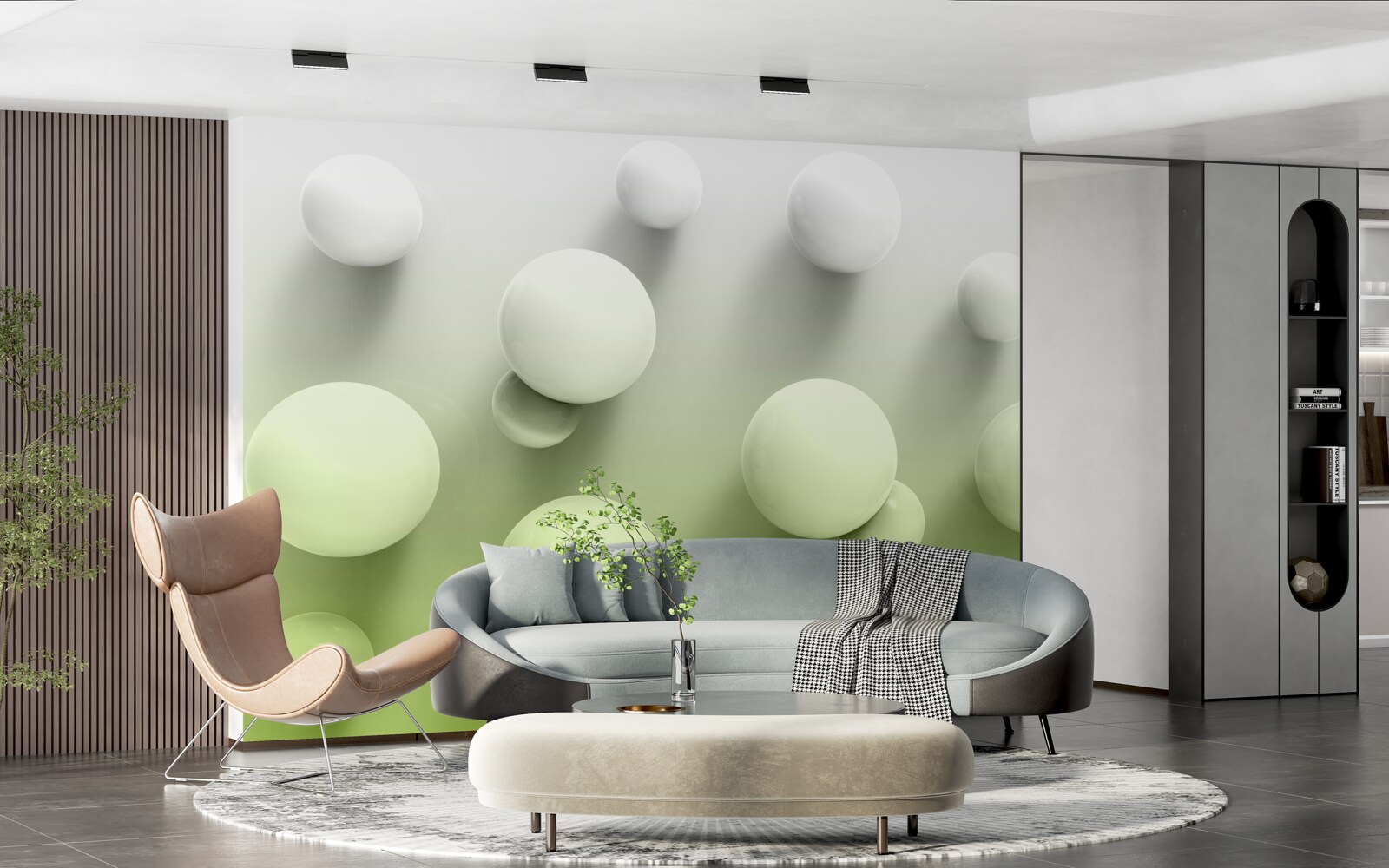 Fototapeta gradientowe pływające białe kulki