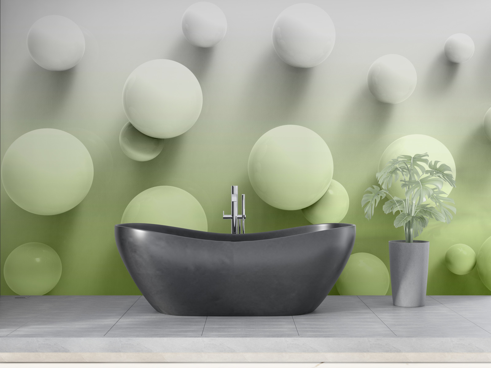 Fototapeta gradientowe pływające białe kulki