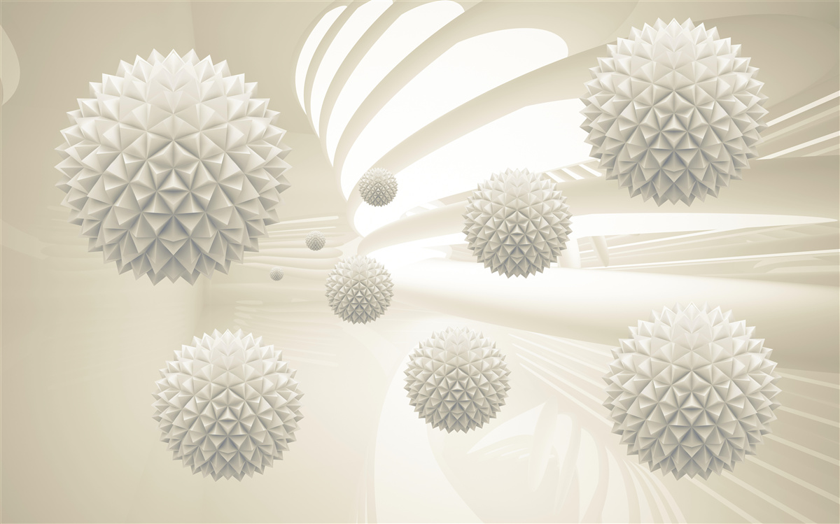 Fototapeta perspektywa świecących kulek unoszących się w powietrzu