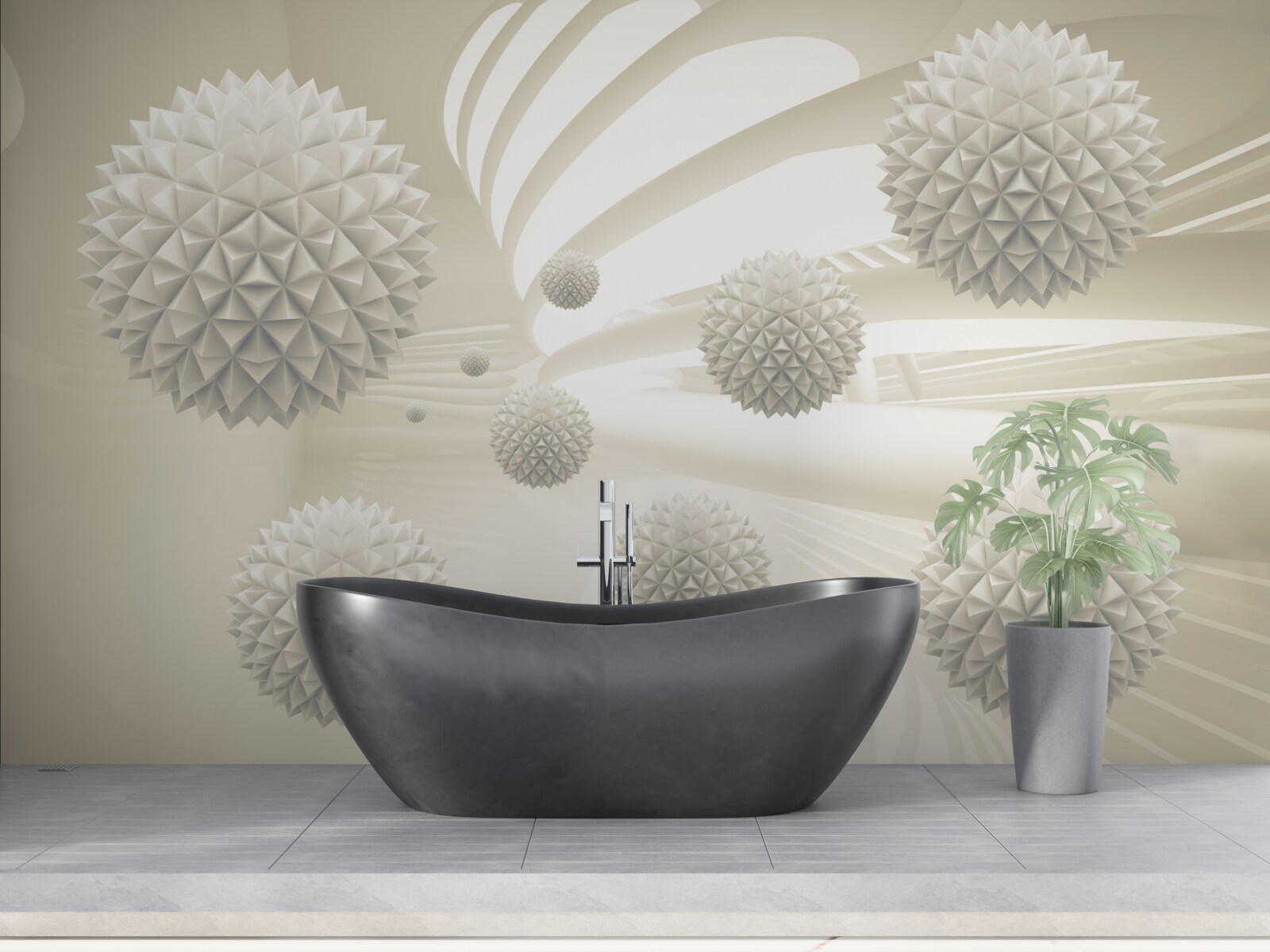 Fototapeta perspektywa świecących kulek unoszących się w powietrzu