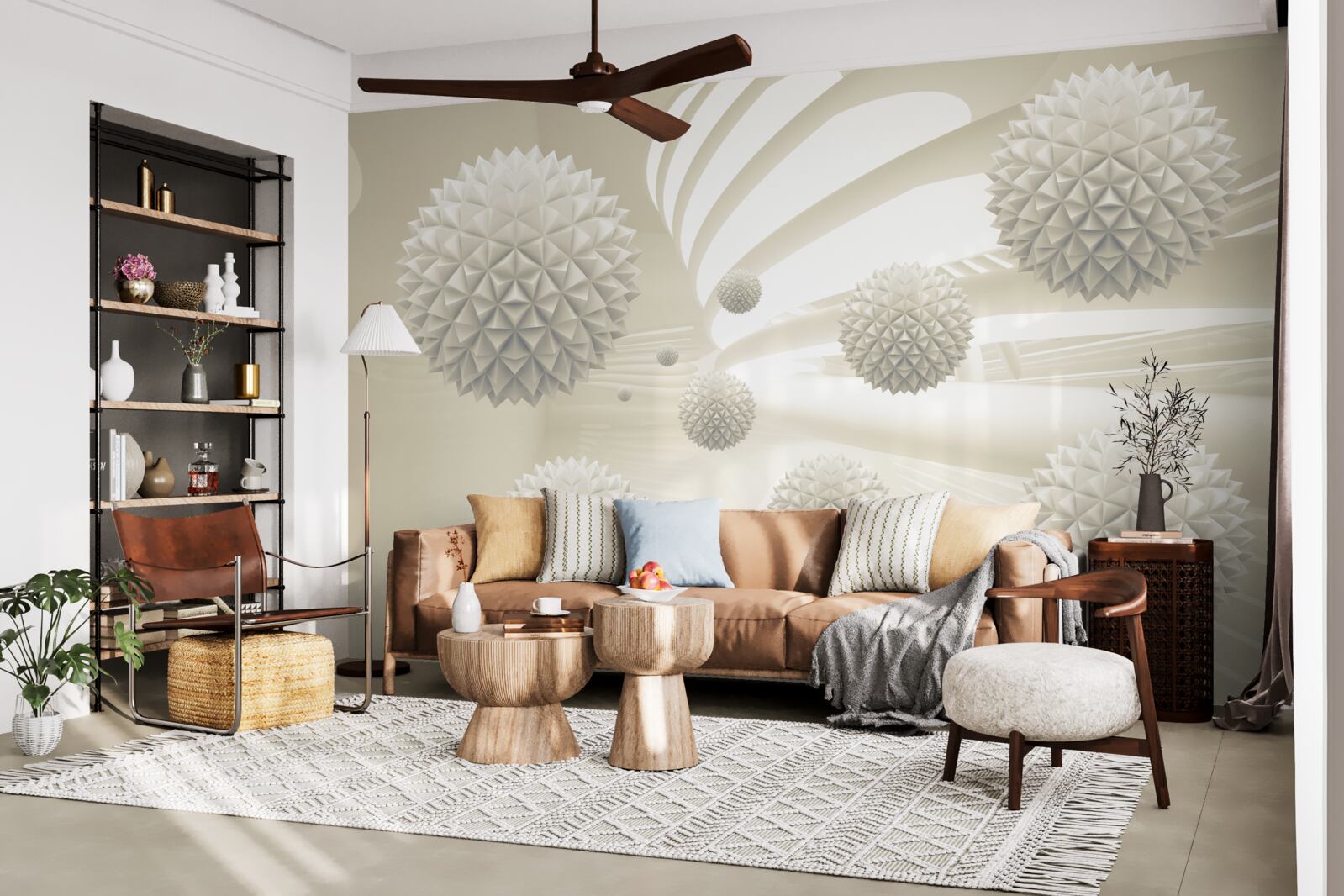 Fototapeta perspektywa świecących kulek unoszących się w powietrzu