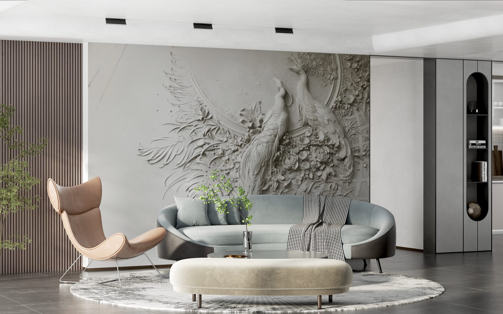 Fototapeta rodzina pawi na drzewie w pełnym rozkwicie