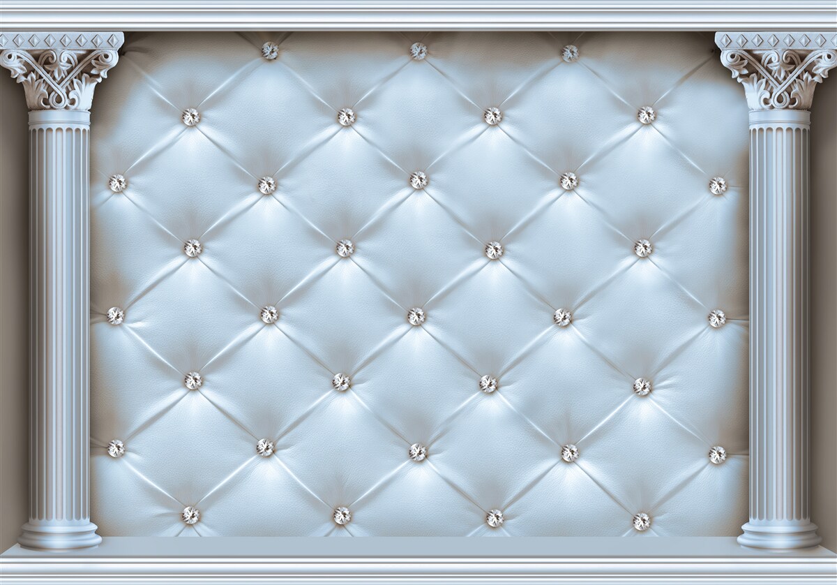 Fototapeta Łuk ozdobiony jest niebieską tkaniną tapicerską