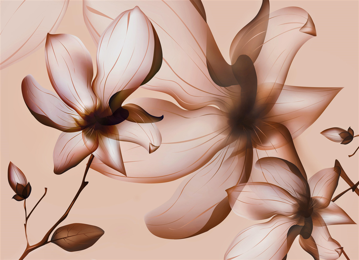 Fototapeta różowe tło z magnoliami