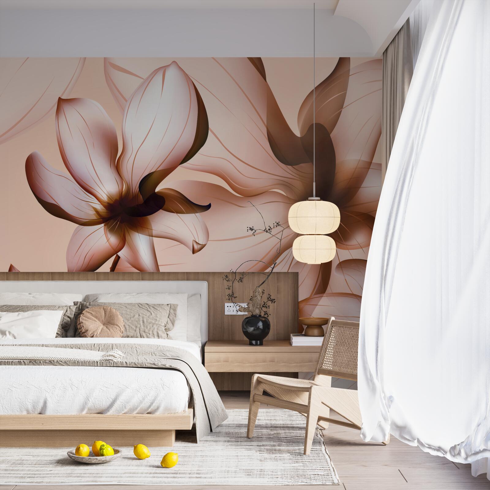 Fototapeta różowe tło z magnoliami