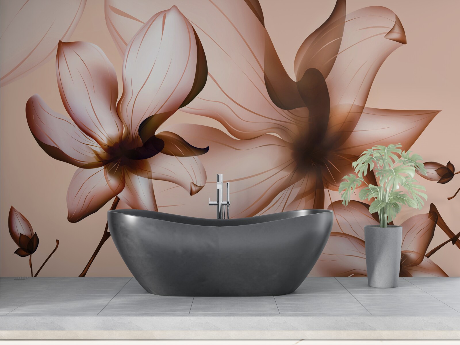 Fototapeta różowe tło z magnoliami