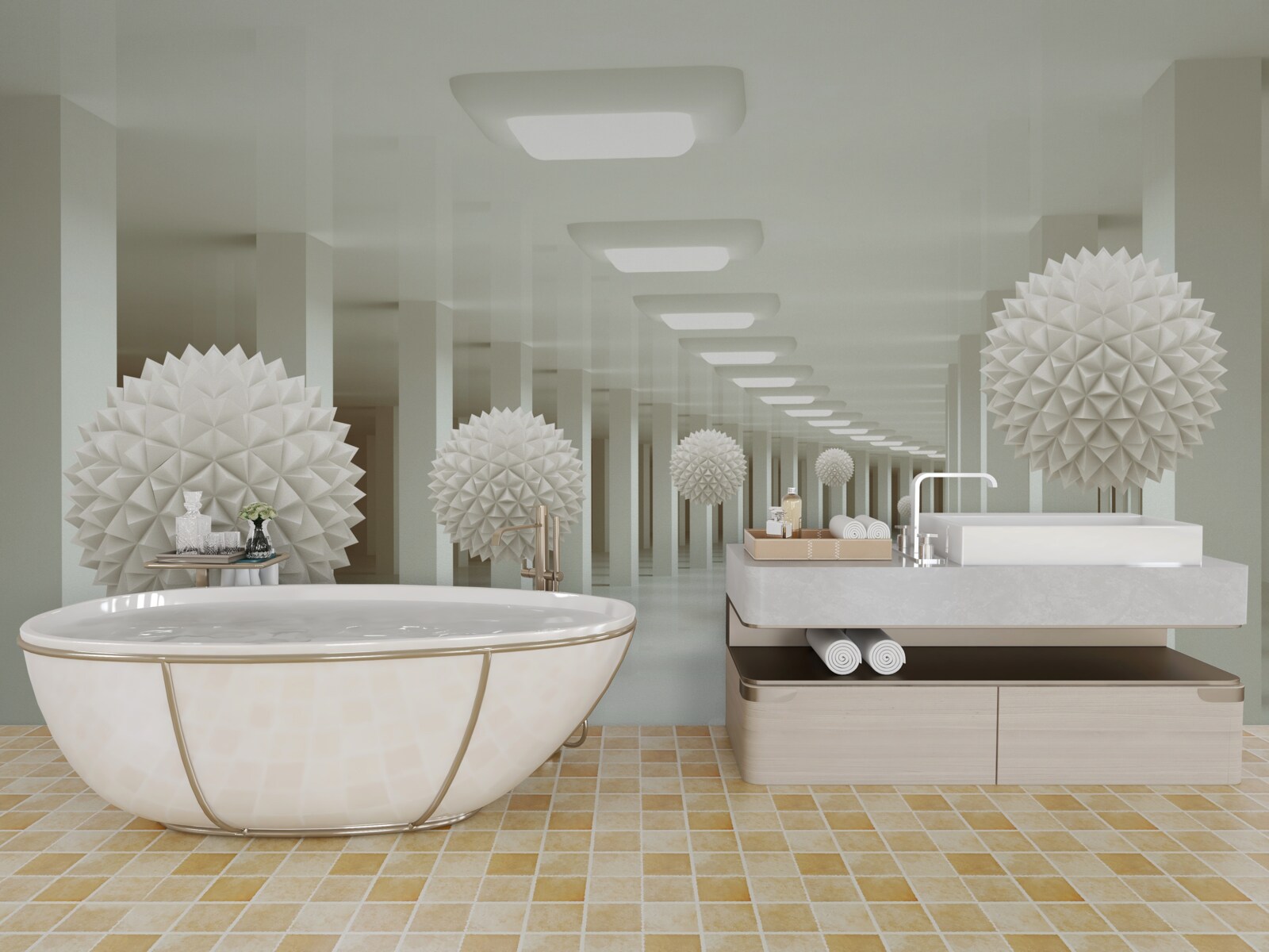 Fototapeta perspektywa kolumn i piłek