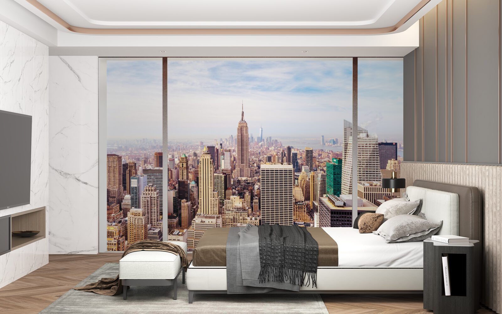 Fototapeta z okna panoramiczny widok na miasto