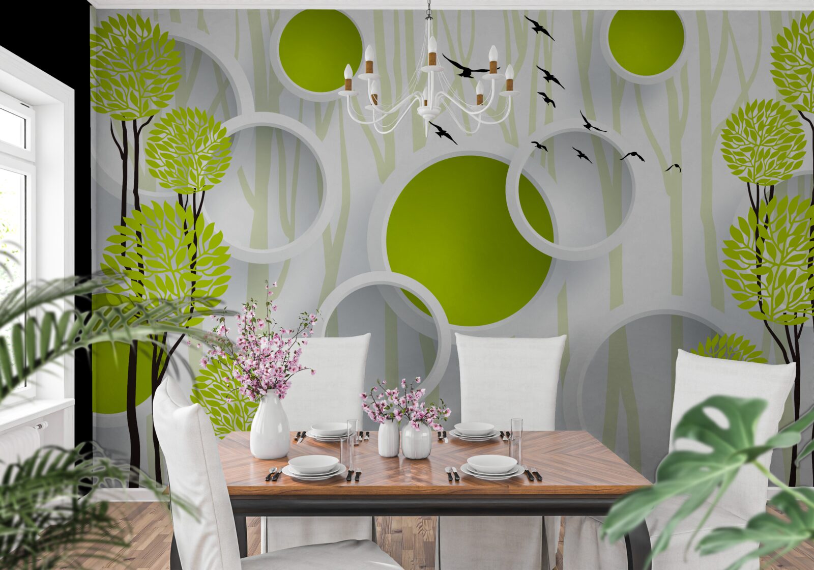 Fototapeta ptaki witają wiosnę swoją zieloną szatą