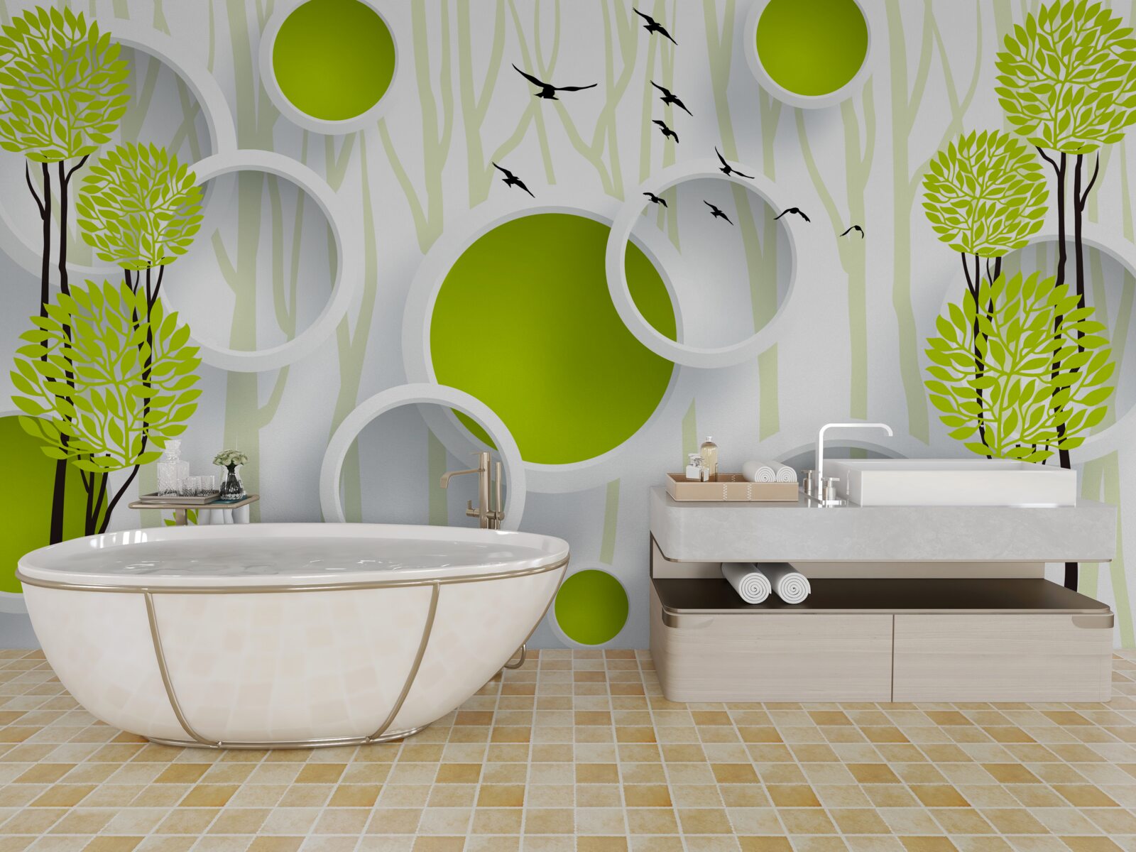 Fototapeta ptaki witają wiosnę swoją zieloną szatą