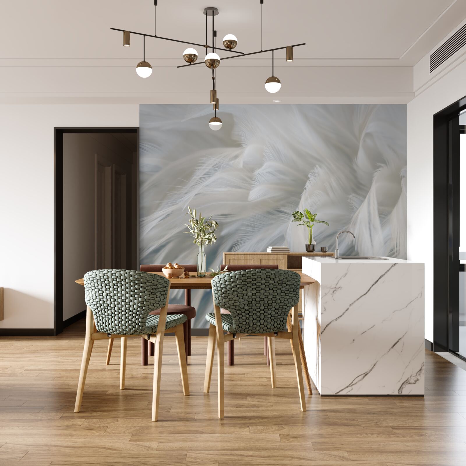 Fototapeta miękki bukiet śnieżnobiałych piór