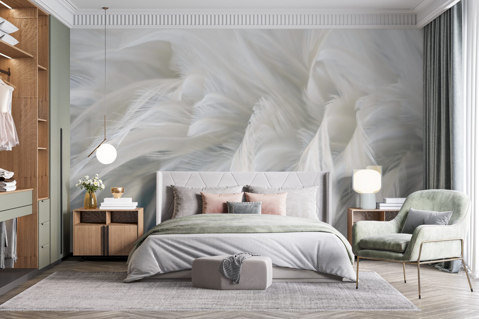 Fototapeta miękki bukiet śnieżnobiałych piór