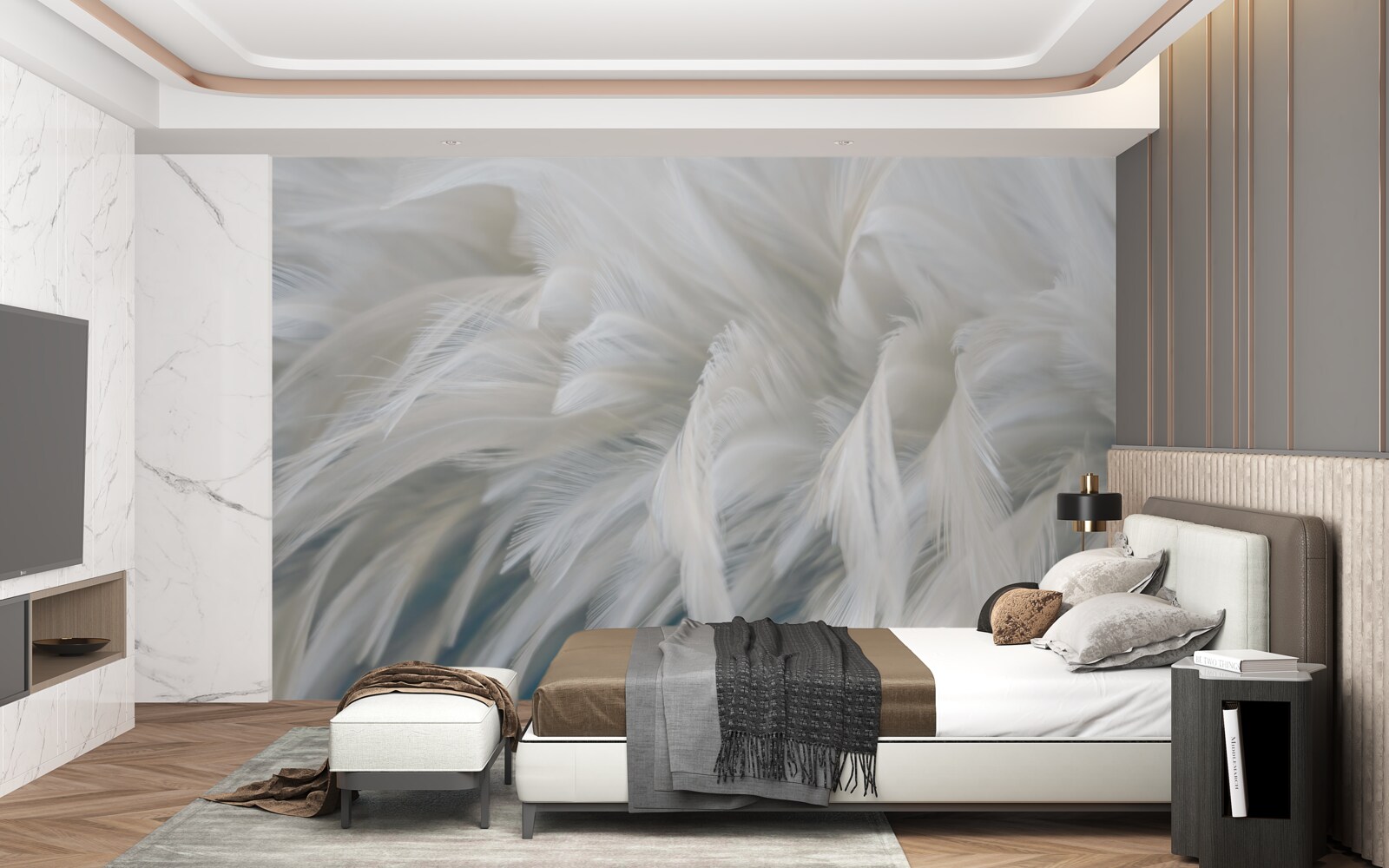 Fototapeta miękki bukiet śnieżnobiałych piór