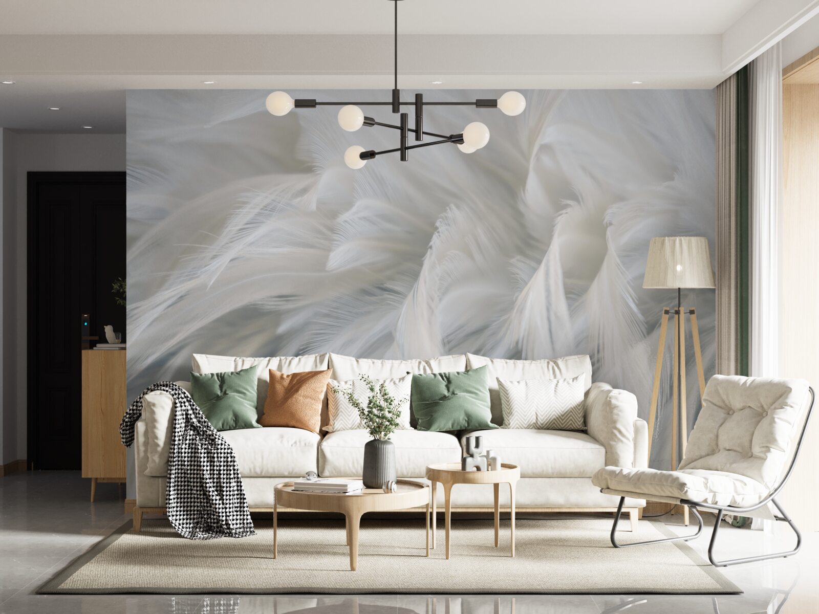 Fototapeta miękki bukiet śnieżnobiałych piór