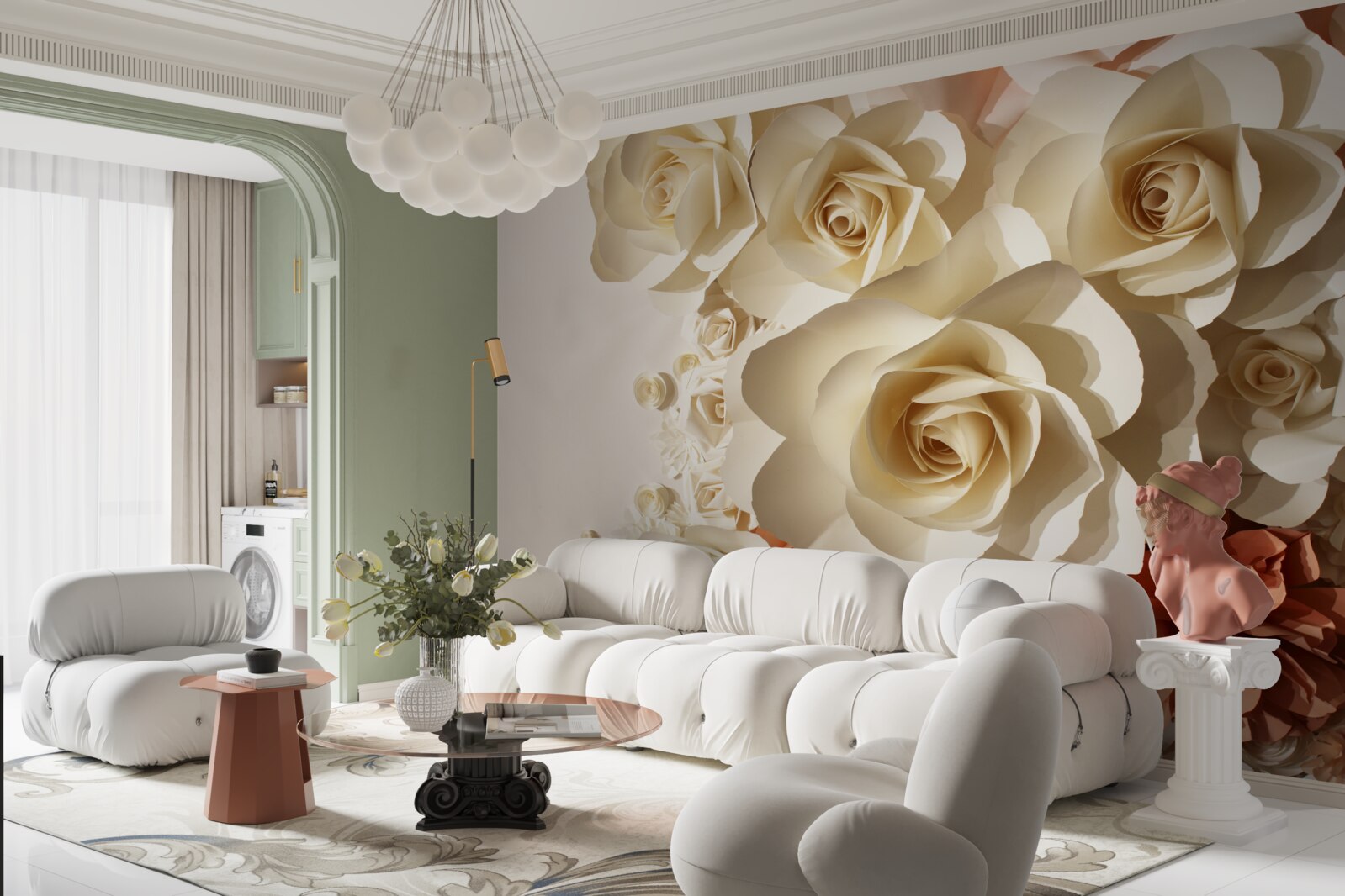 Fototapeta ogromne białe róże