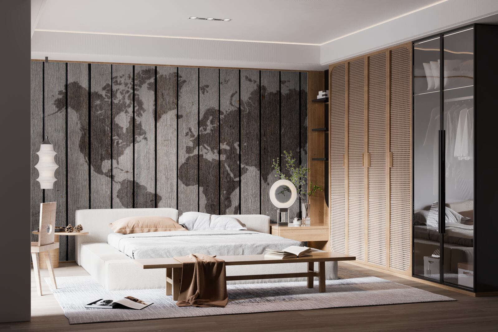 Fototapeta mapa świata na drewnianych deskach