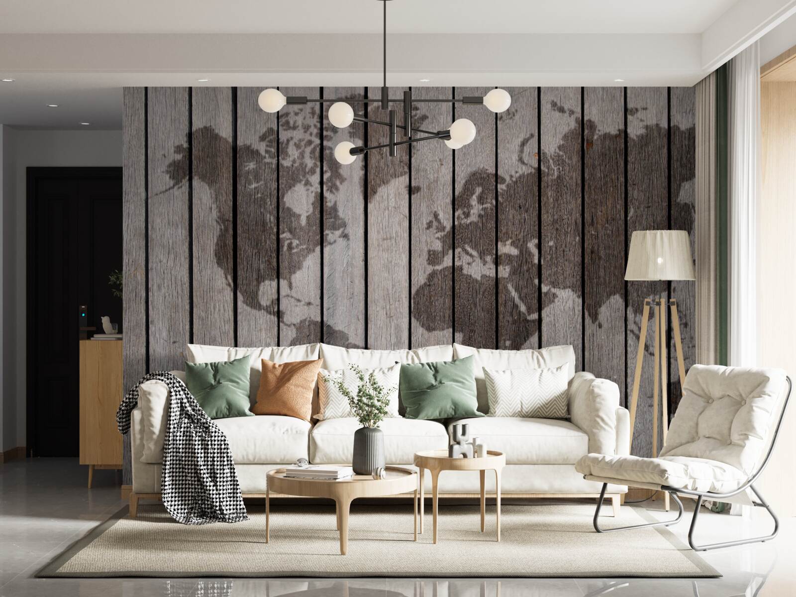 Fototapeta mapa świata na drewnianych deskach