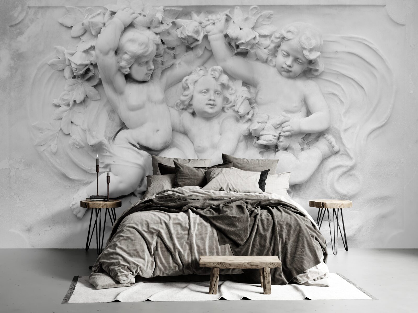 Fototapeta płaskorzeźba jest polem gry dla aniołów