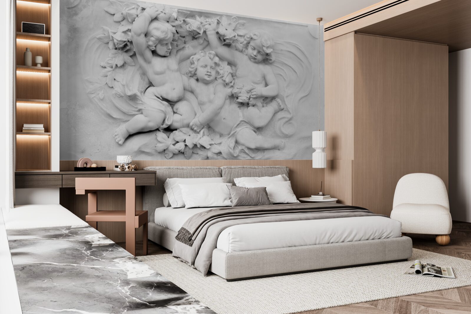 Fototapeta płaskorzeźba jest polem gry dla aniołów