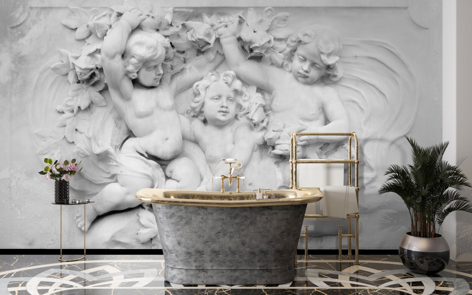 Fototapeta płaskorzeźba jest polem gry dla aniołów