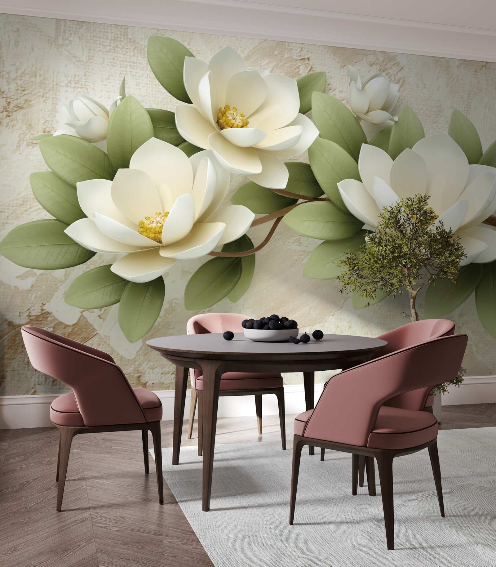 Fototapeta trzy duże śnieżnobiałe lotosy