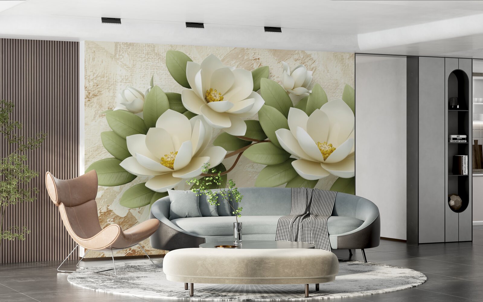 Fototapeta trzy duże śnieżnobiałe lotosy