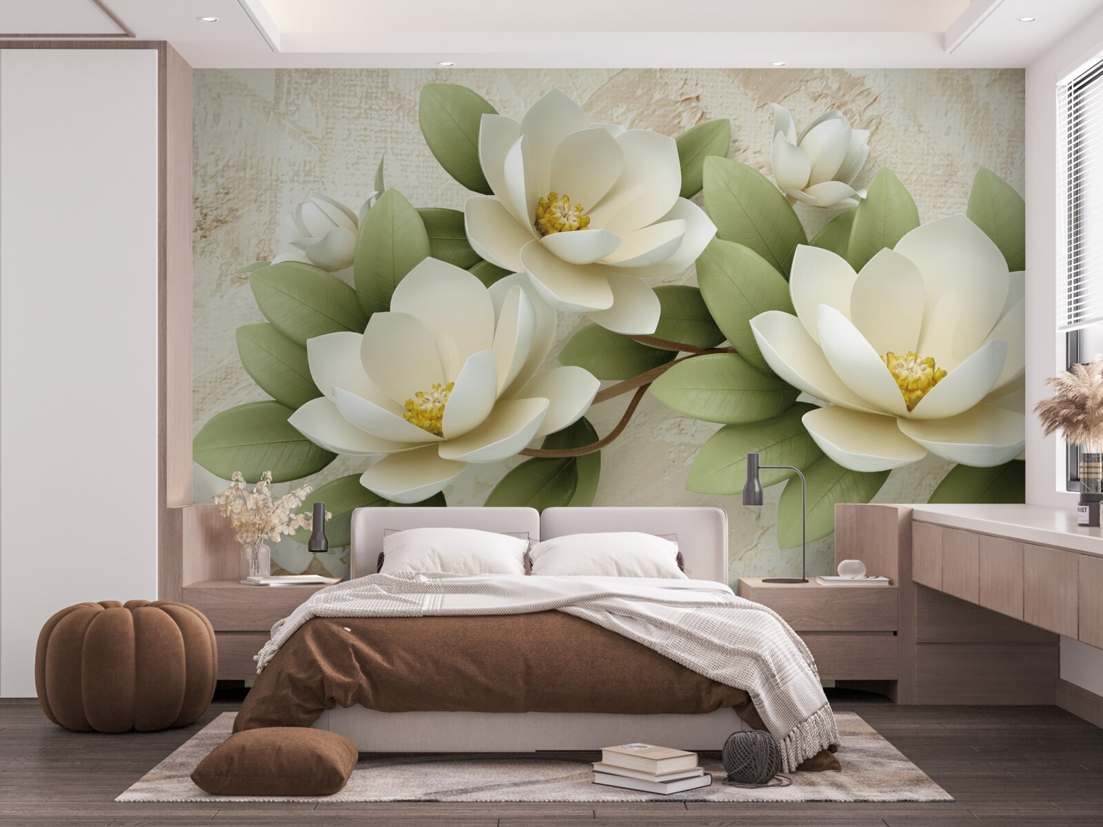 Fototapeta trzy duże śnieżnobiałe lotosy