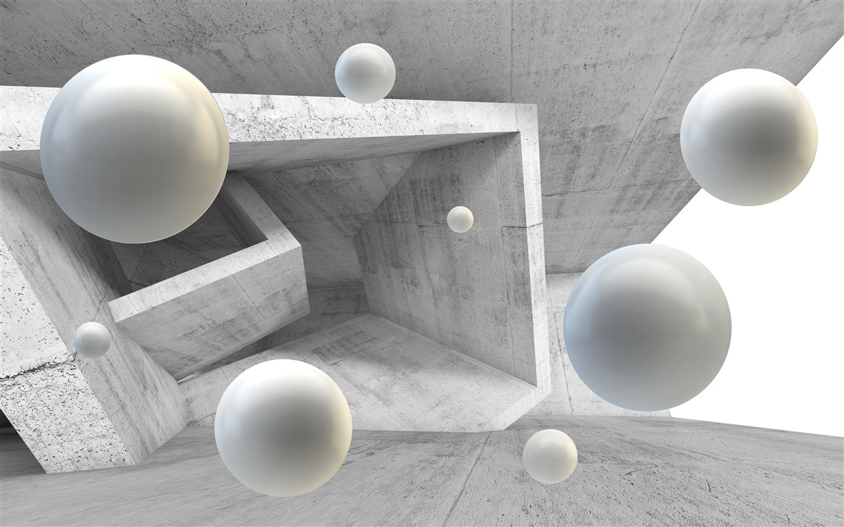 Fototapeta tunel o kształcie geometrycznym i obiekty kuliste