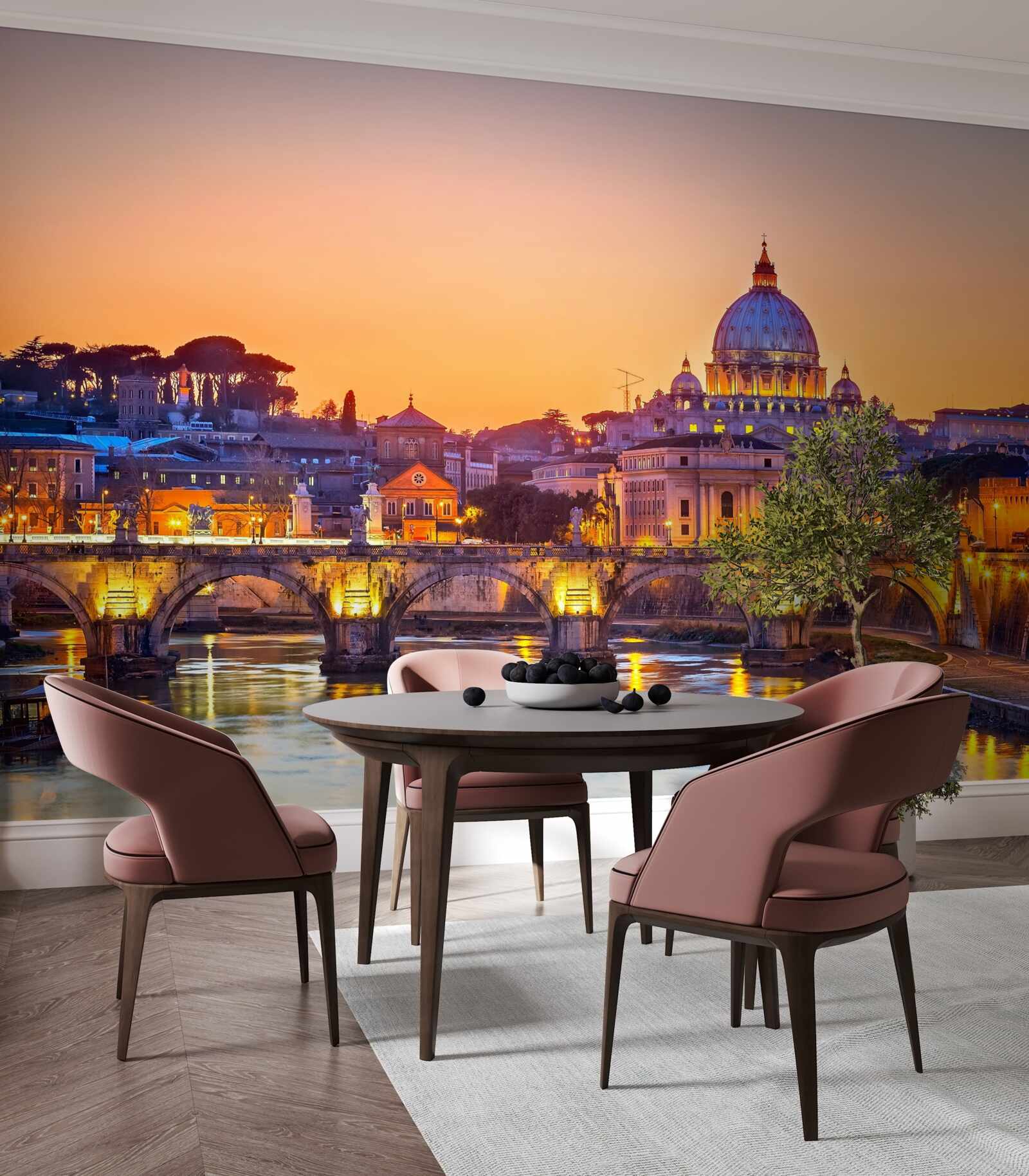 Fototapeta widok na katedrę rzymską pod wieczornymi światłami